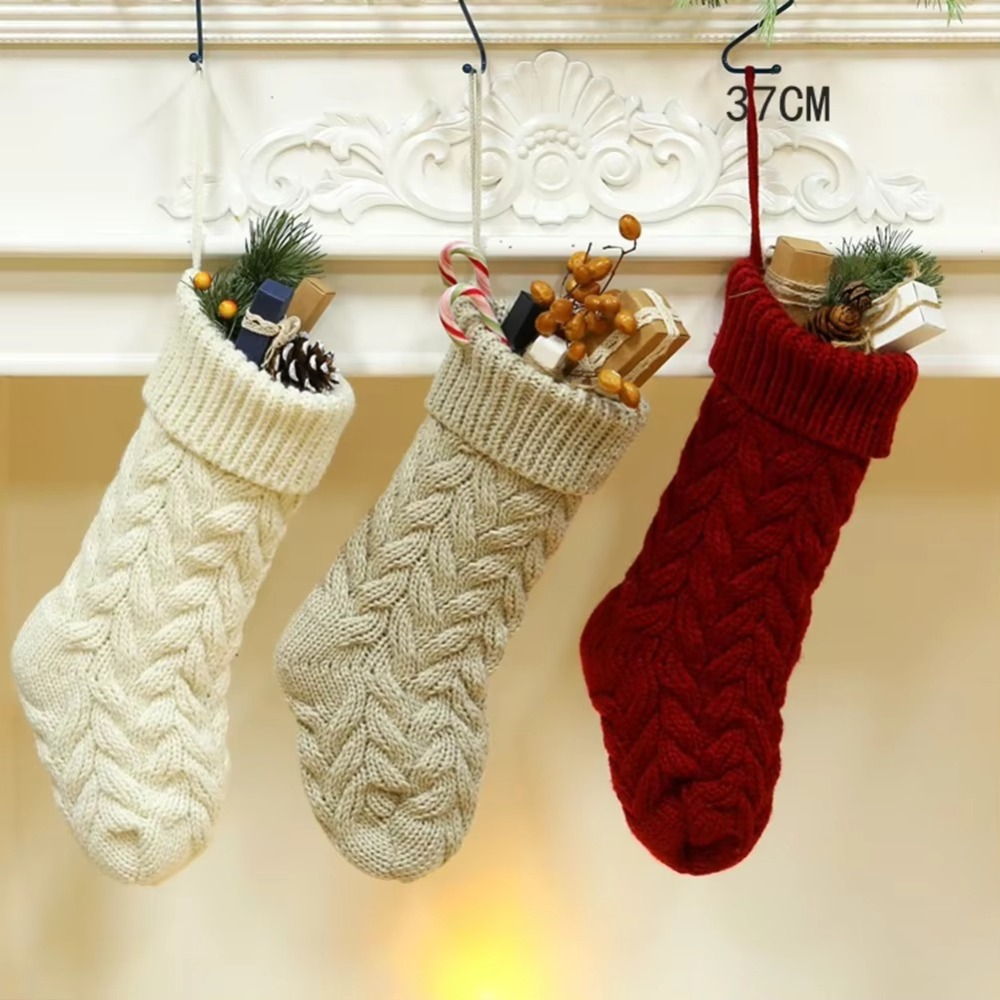 Knitted Christmas Sockings Flu - Christmas Stocking Hanging review and price