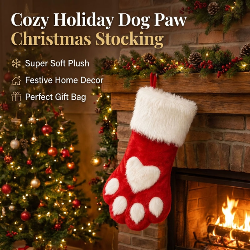 Winter Plush Dog Paw Christmas - Christmas Stocking Hanging review and price