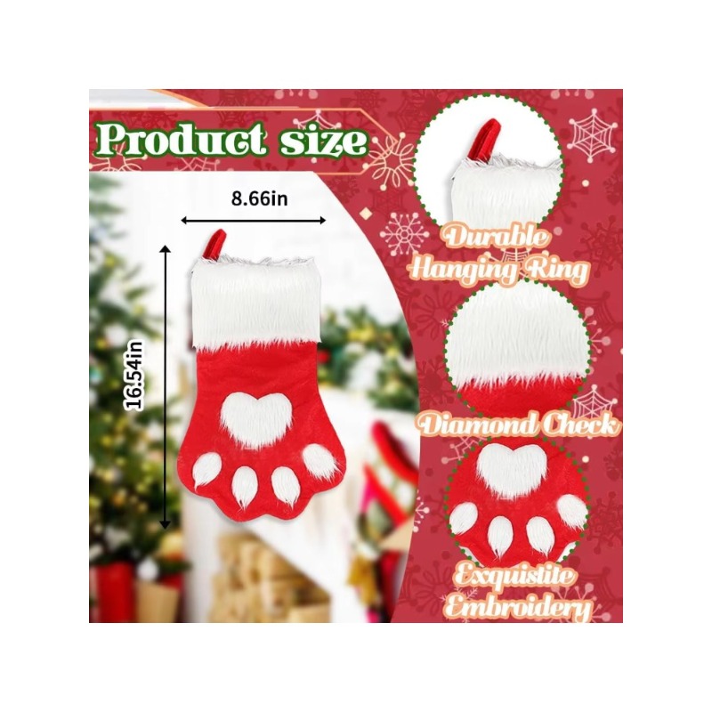 Winter Plush Dog Paw Christmas - Christmas Stocking Hanging review and price