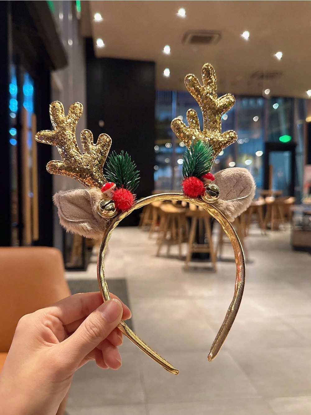 1pc Gold Sequin Mushroom Chris - Reindeer Antlers Headband review and price