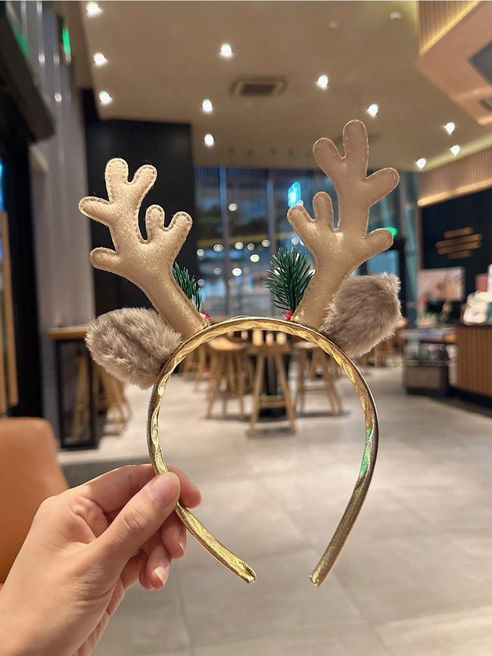 1pc Gold Sequin Mushroom Chris - Reindeer Antlers Headband review and price