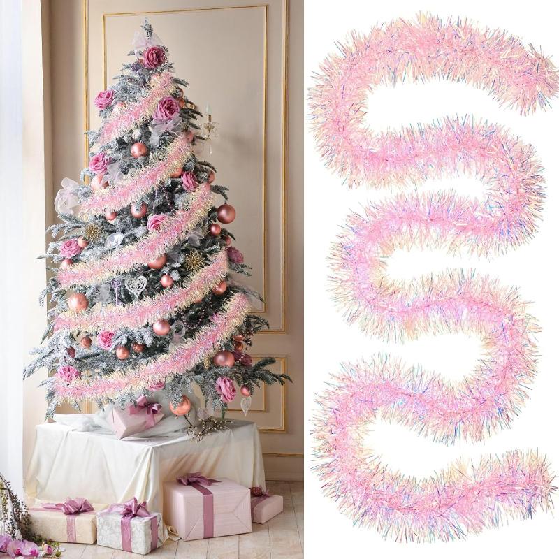 2M Pink Tinsel Garland Shiny M - Tinsel Garland Decoration review and price