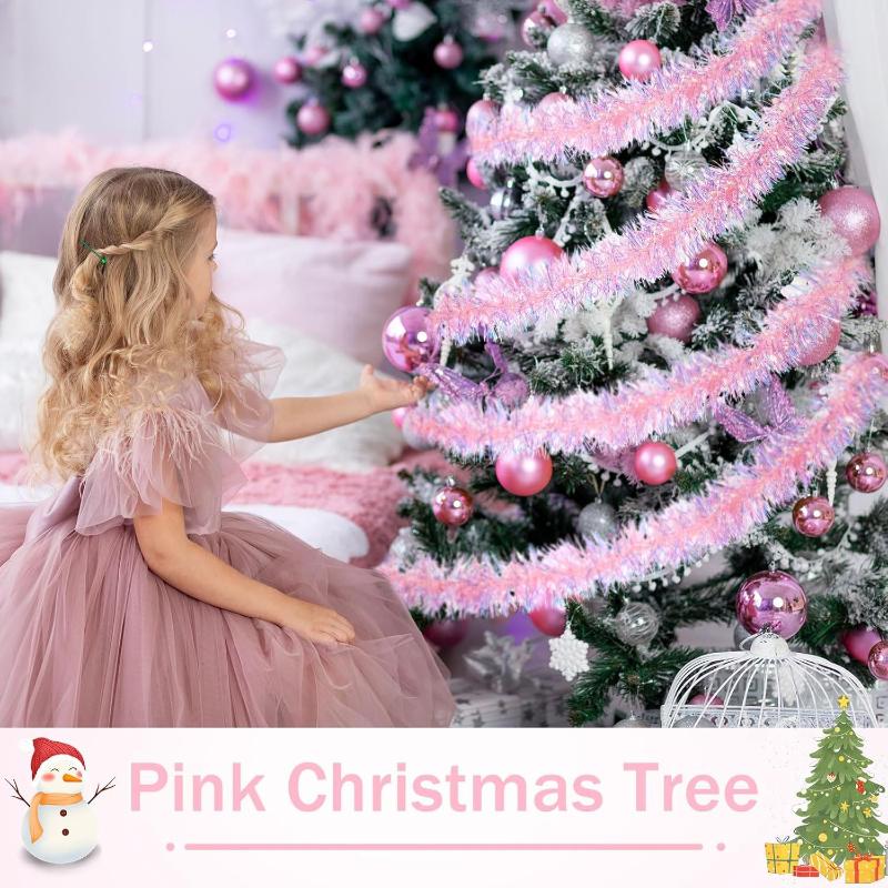 2M Pink Tinsel Garland Shiny M - Tinsel Garland Decoration review and price